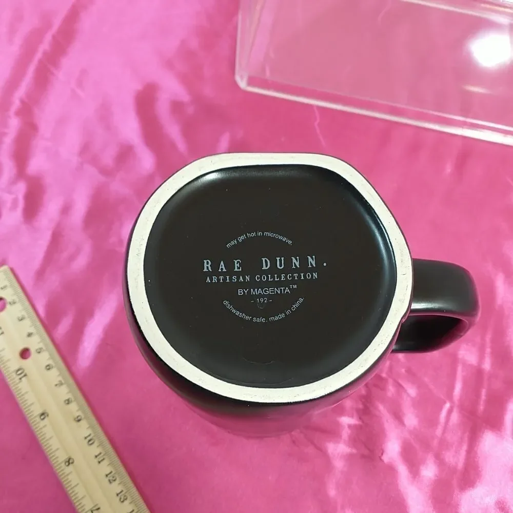 Rae Dunn Follow Your Heart Mug Matte Black Long White Writing. Condition is New